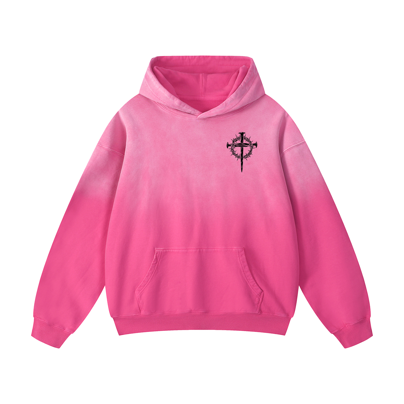 Oversized Cross/ crown of thorns hoodie